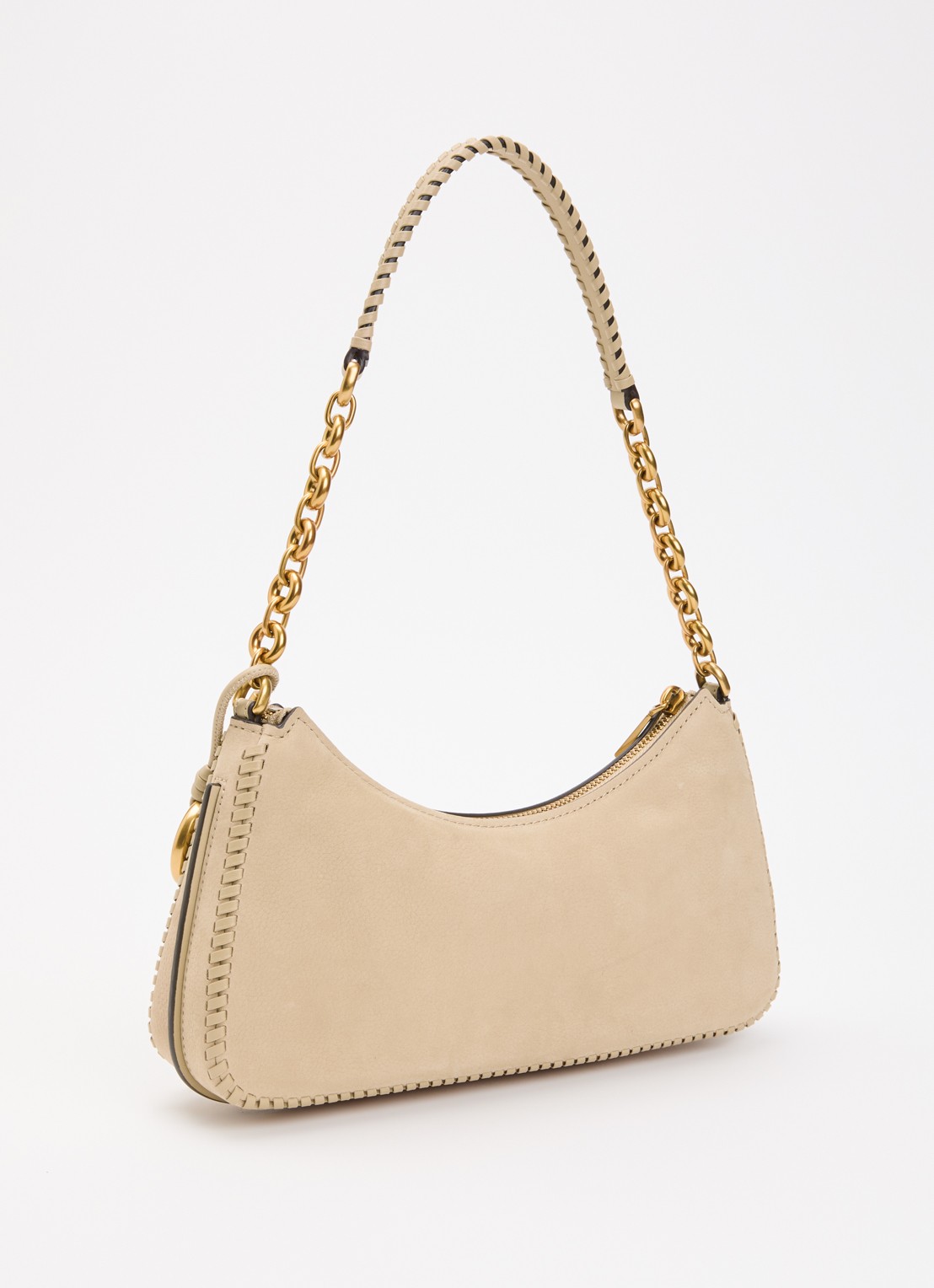 Michael Kors Nolita Medium schoudertas van leer met logo  - achterkant beige