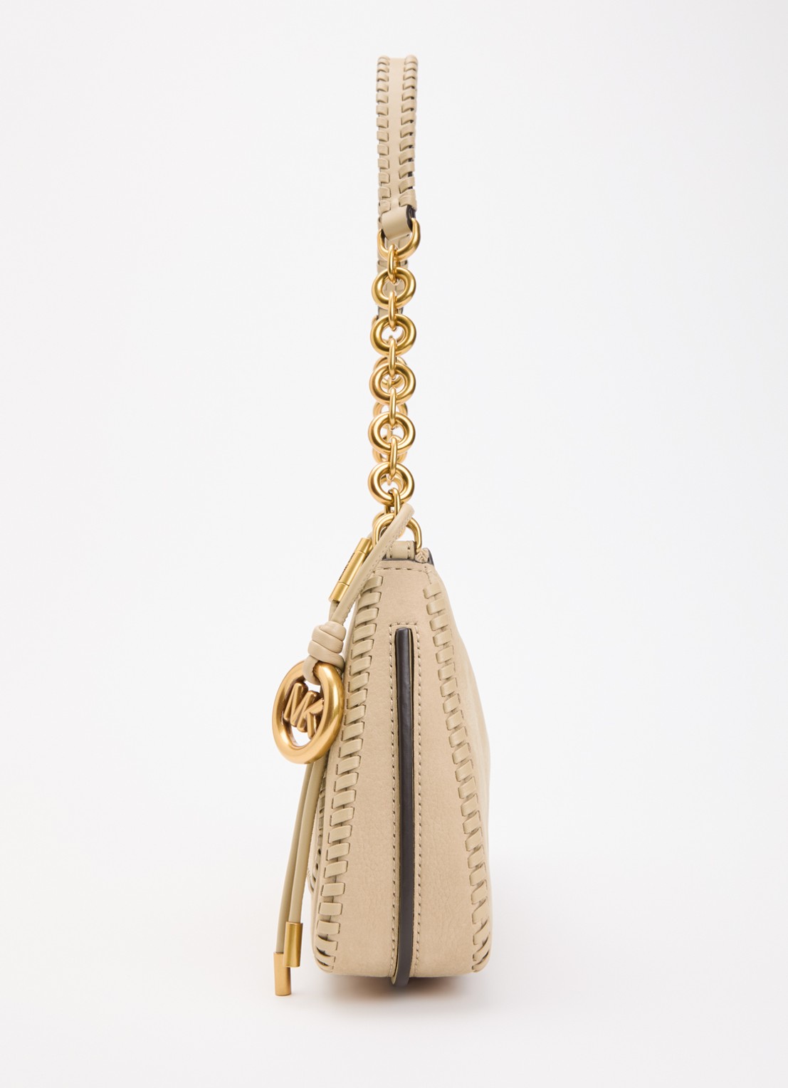 Michael Kors Nolita Medium schoudertas van leer met logo  - detail 3 beige