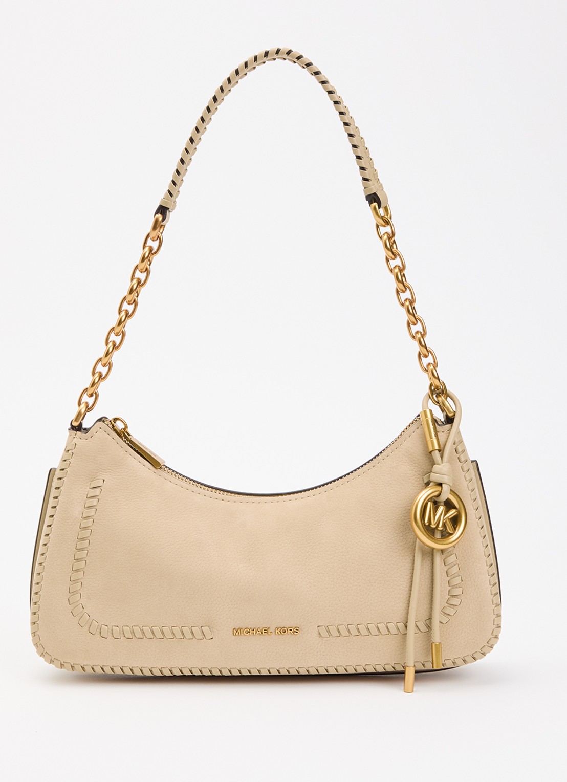 Michael Kors Nolita Medium schoudertas van leer met logo  - voorkant 5 beige