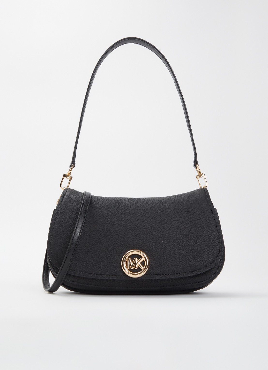 Michael Kors Nolita schoudertas van leer met logo en afneembare schouderriem  - voorkant 2 zwart