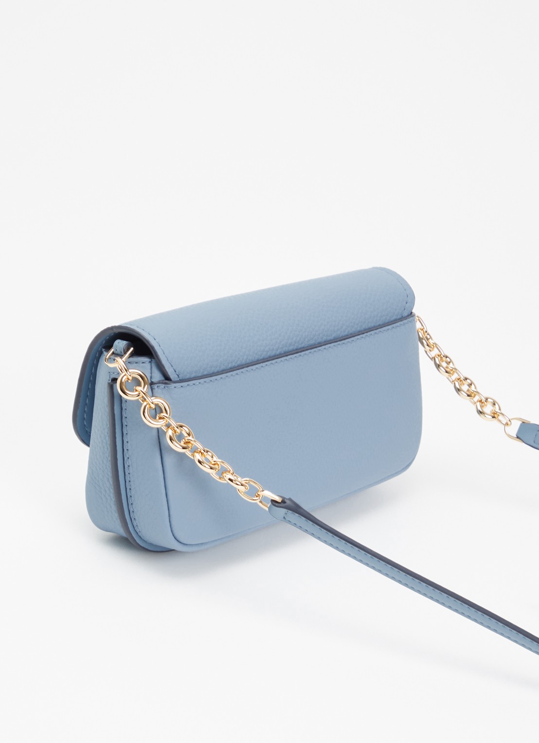 Michael Kors Nolita Small crossbodytas van leer met verstelbare schouderriem - achterkant staalblauw
