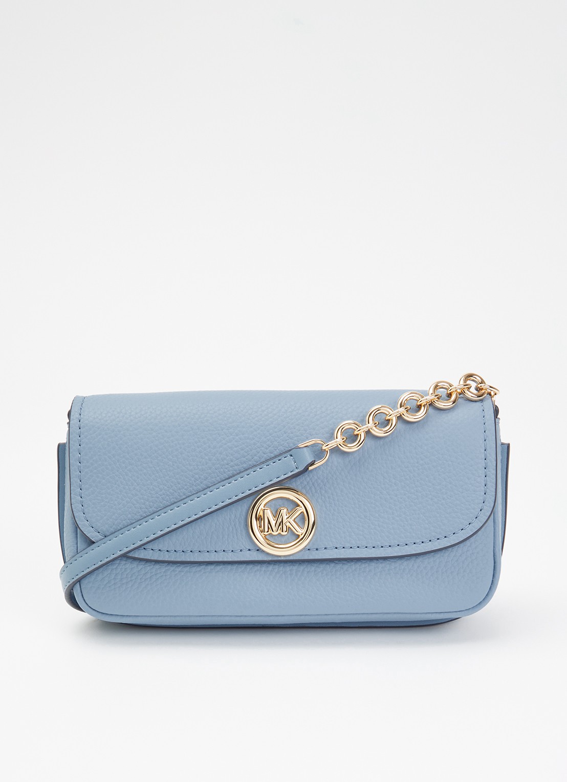 Michael Kors Nolita Small crossbodytas van leer met verstelbare schouderriem - voorkant 5 staalblauw