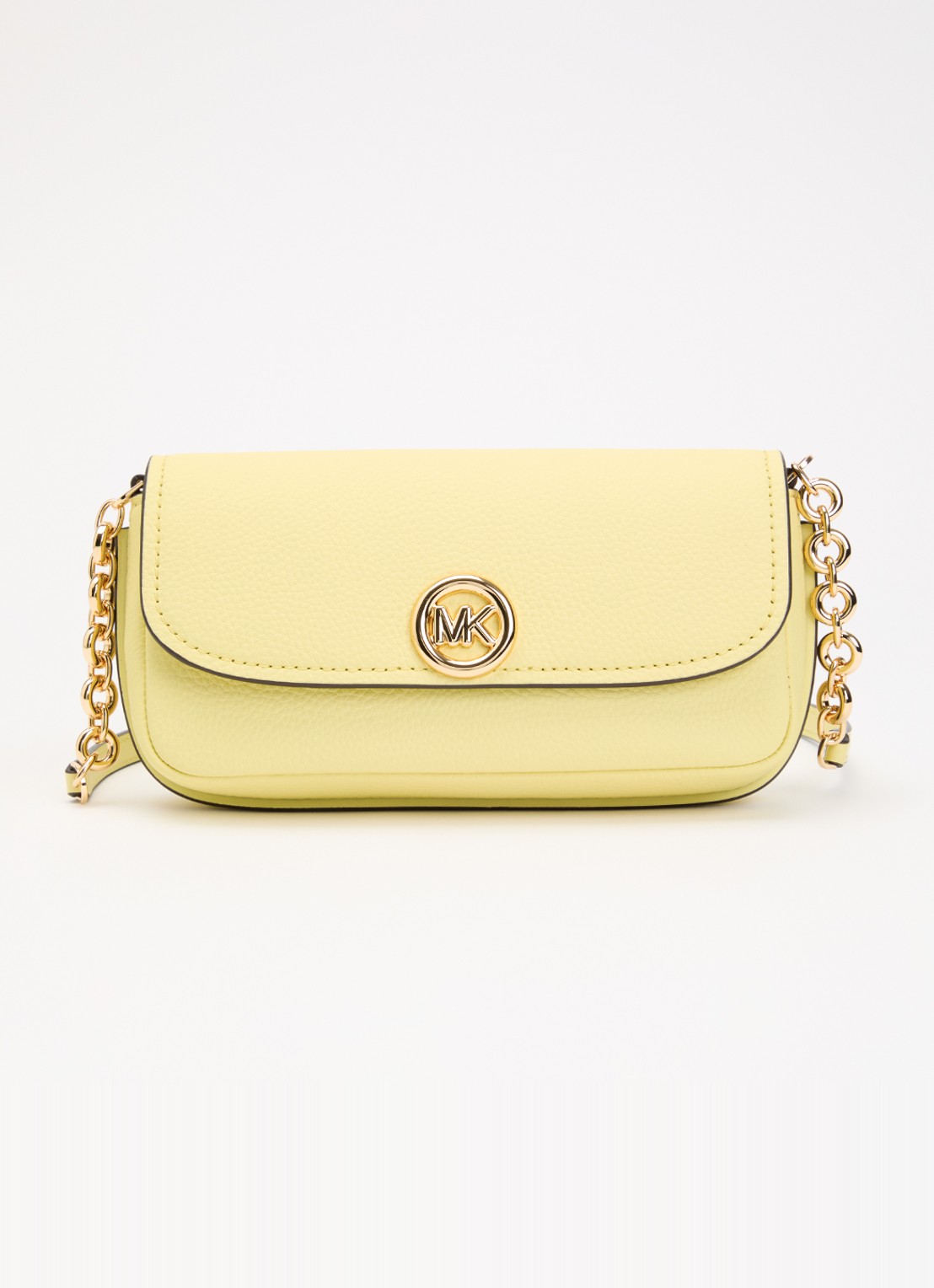 Michael Kors Nolita Small crossbodytas van leer met verstelbare schouderriem - voorkant citroengeel