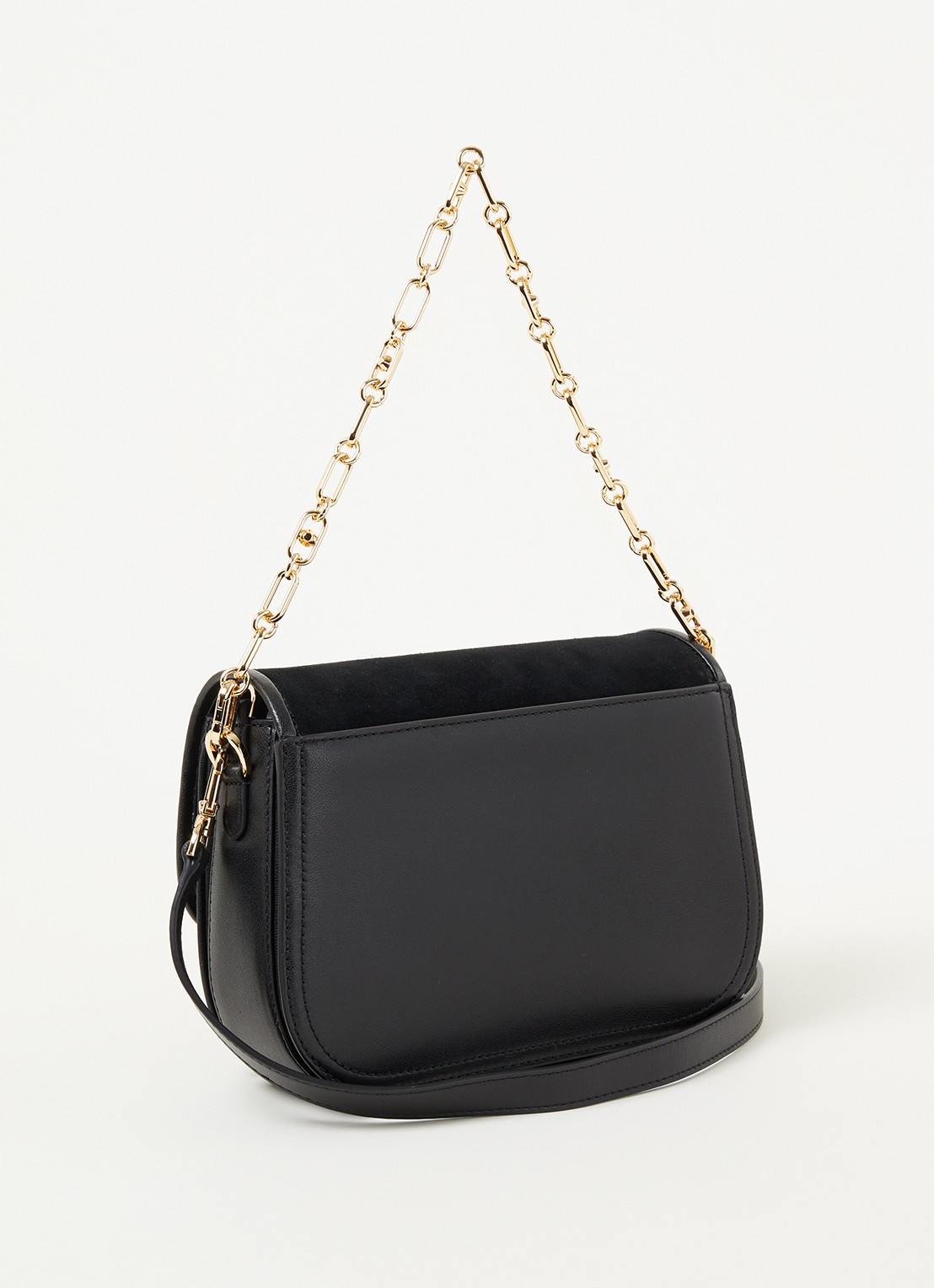 Michael Kors Parker crossbodytas van leer met suède details - achterkant zwart