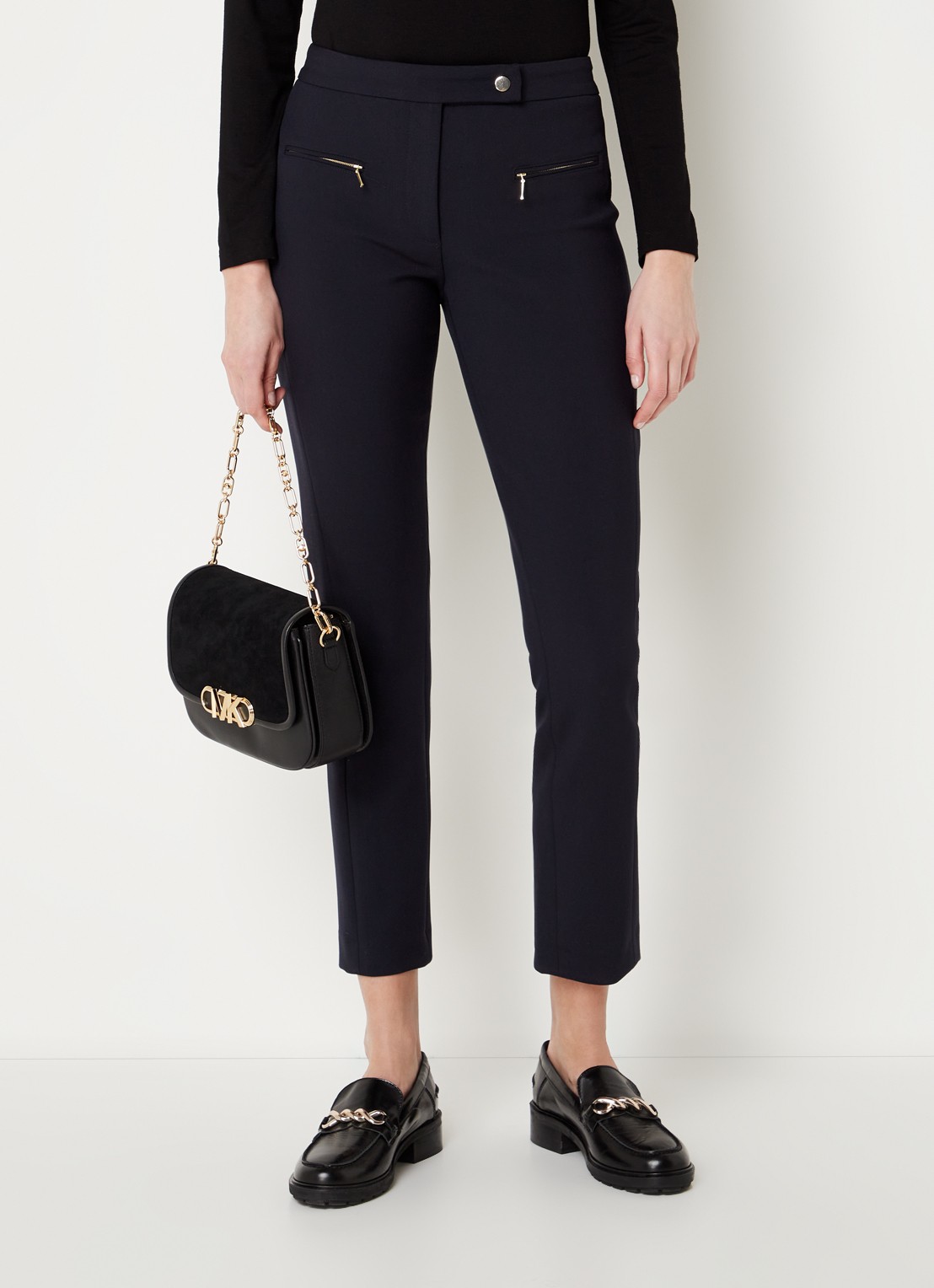 Michael Kors Parker crossbodytas van leer met suède details - voorkant 5 zwart