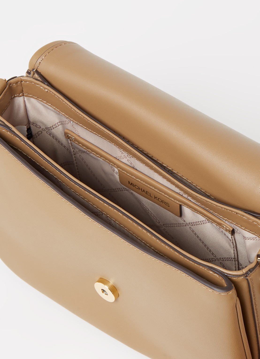 Michael Kors Parker crossbodytas van leer met suède details - detail 2 camel
