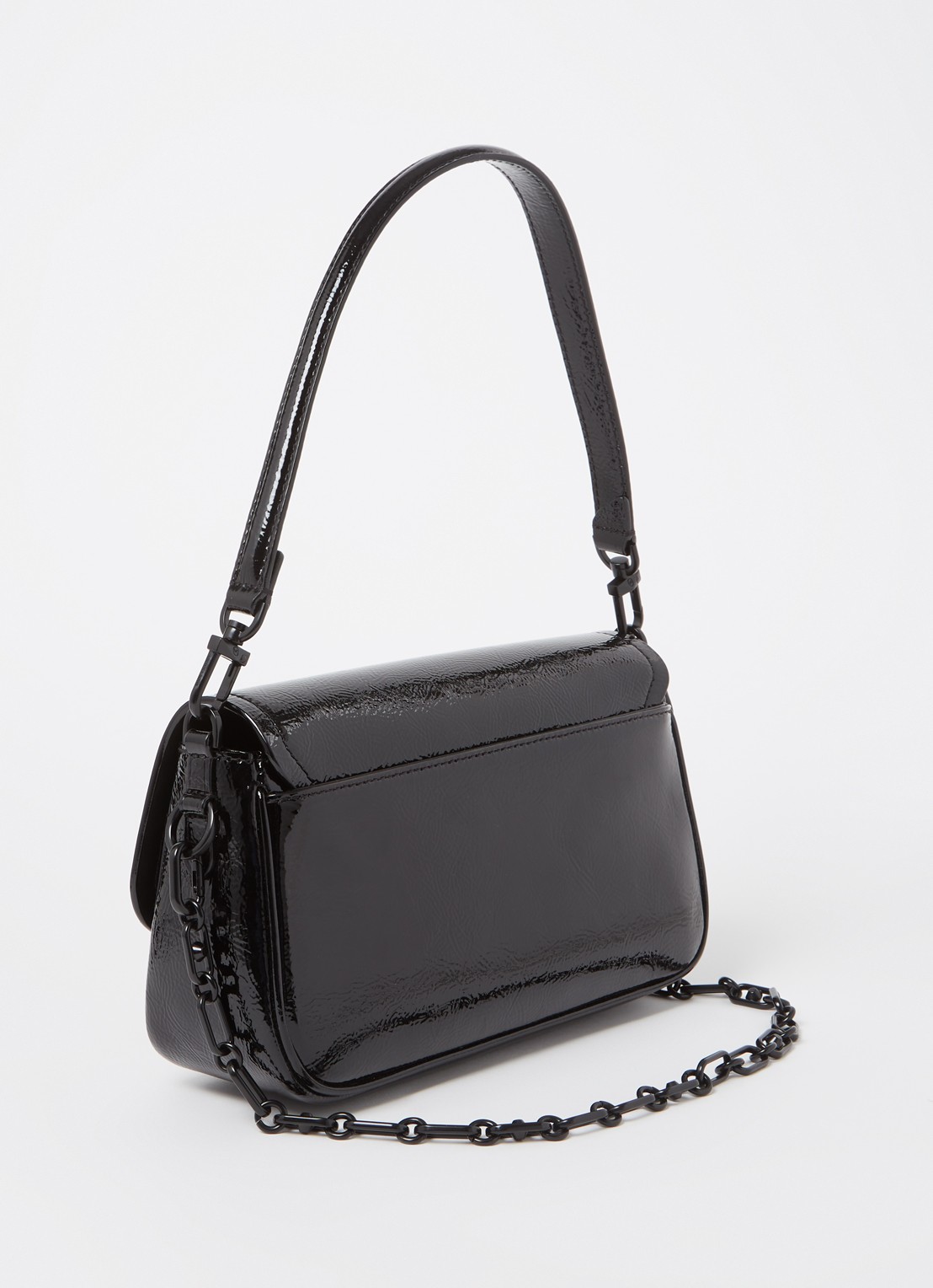 Michael Kors Parker Medium schoudertas van lakleer - achterkant 4 zwart