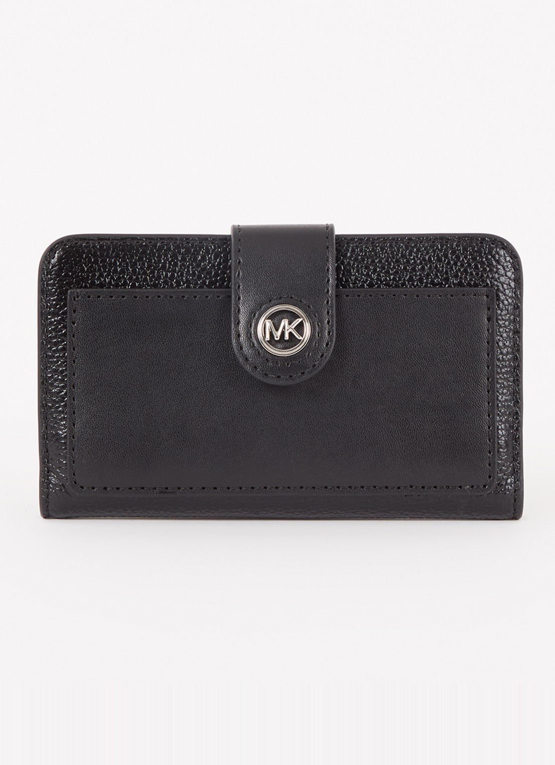 Michael Kors Pasjeshouder van leer met logo - voorkant zwart