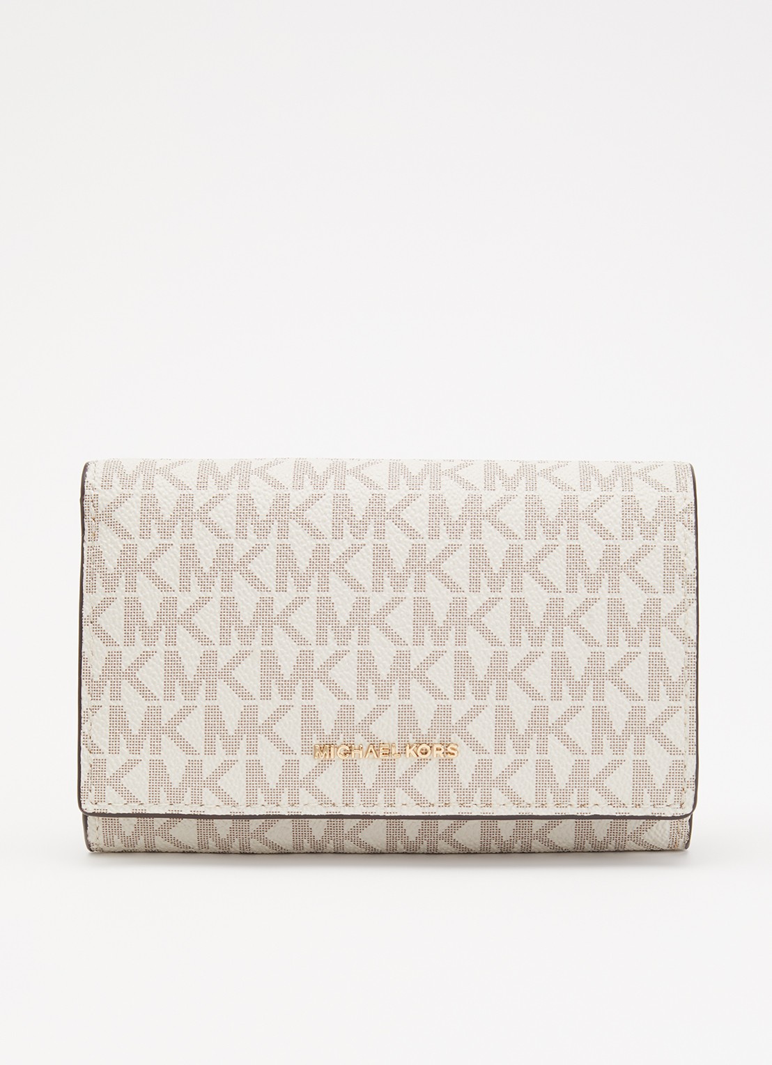 Michael Kors Portemonnee met logoprint - voorkant creme