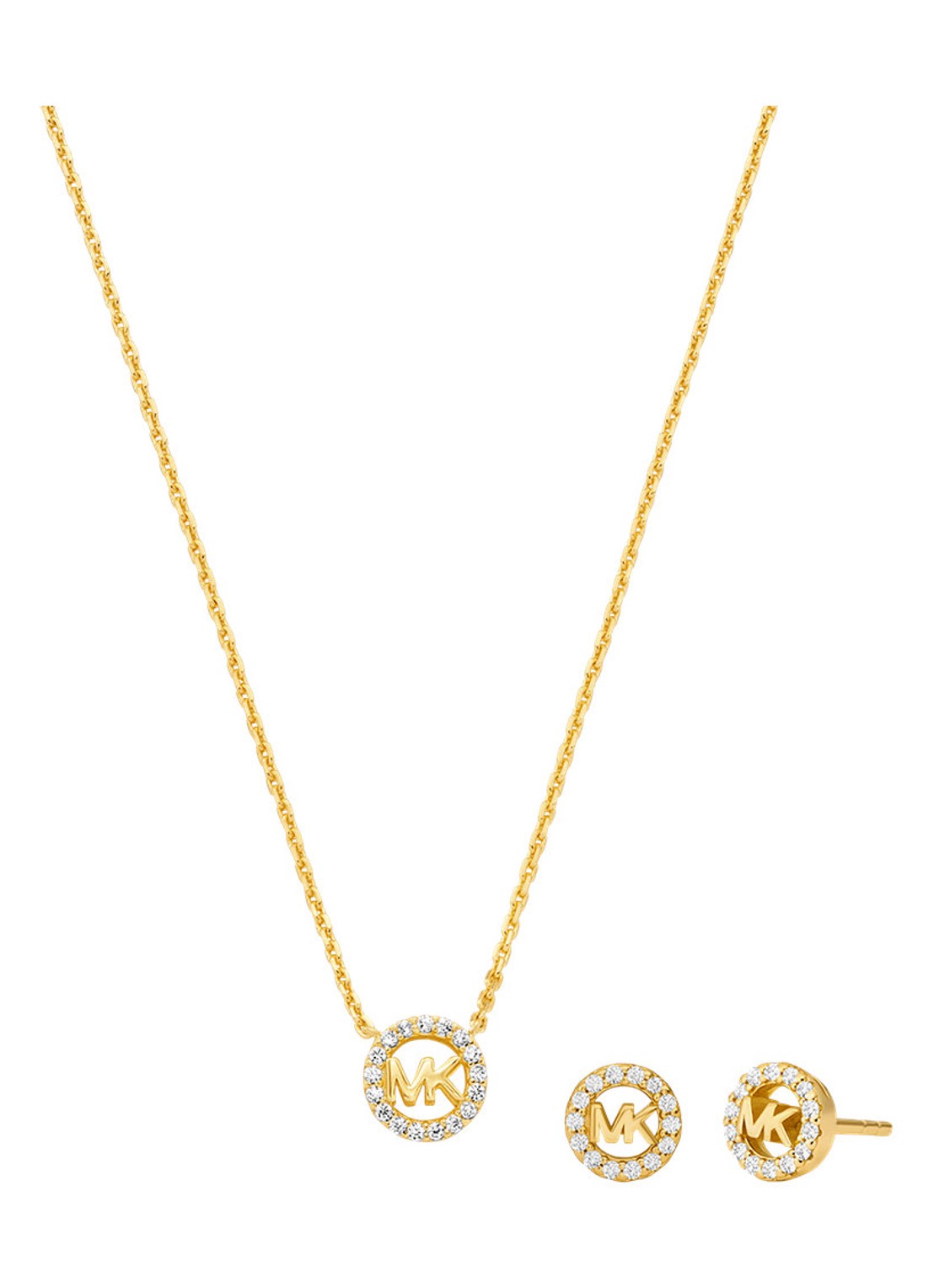 Michael Kors Premium set van ketting en oorknopjes MKC1837SET - voorkant 5 goud