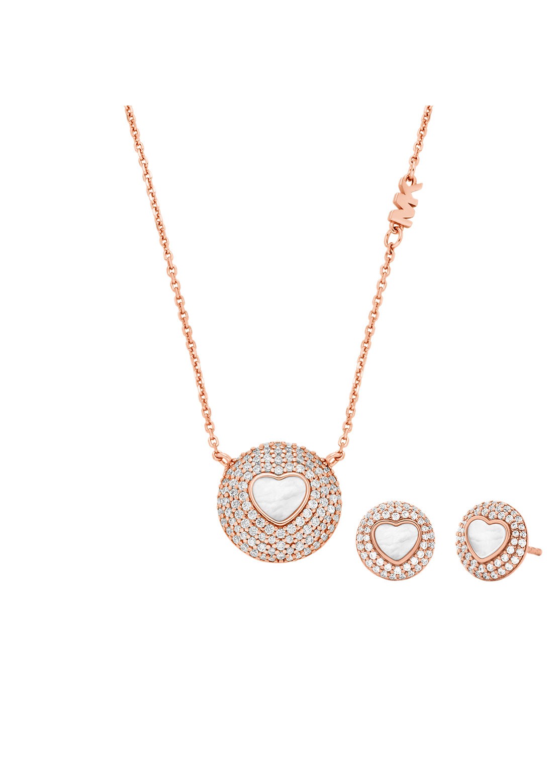Michael Kors Premium set van ketting en oorstekers verguld MKC1850SET - voorkant 4 roségoud