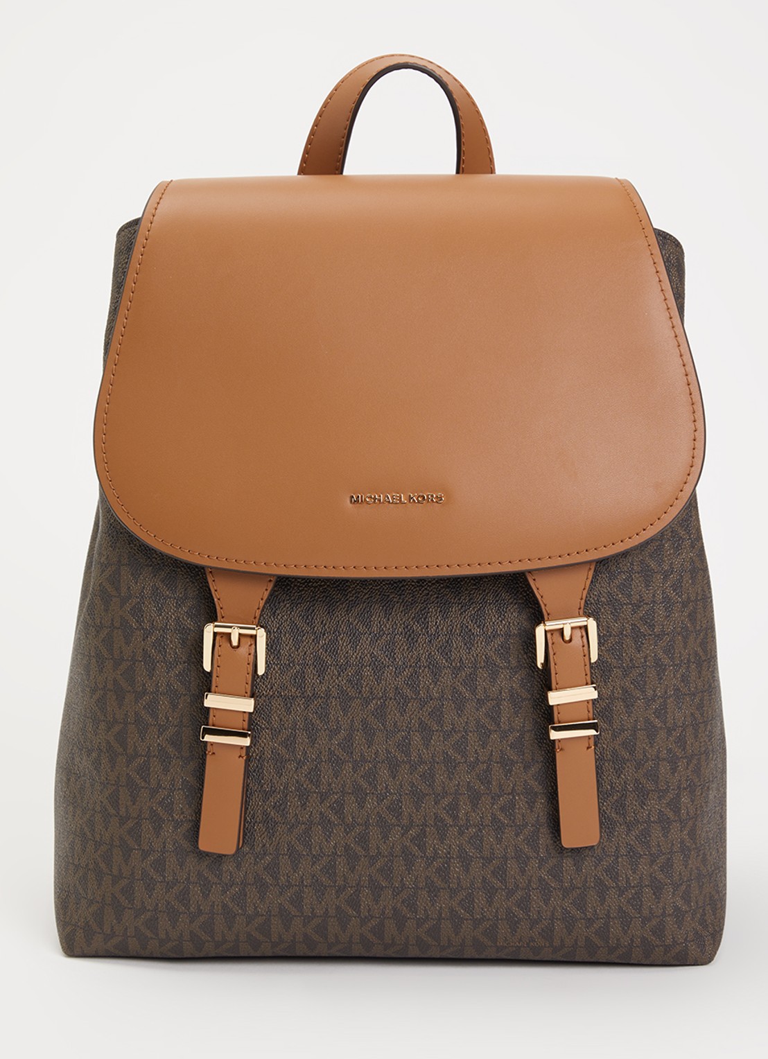 Michael Kors Quinn rugzak met logoprint - voorkant 2 donkerbruin