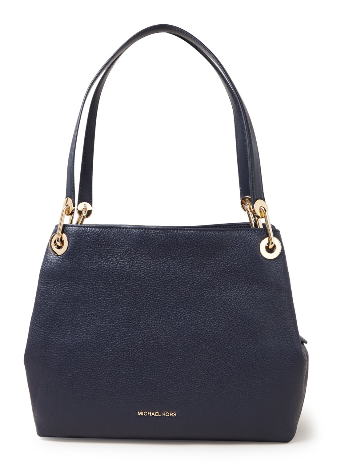 Michael Kors Raven Large schoudertas van leer - voorkant donkerblauw