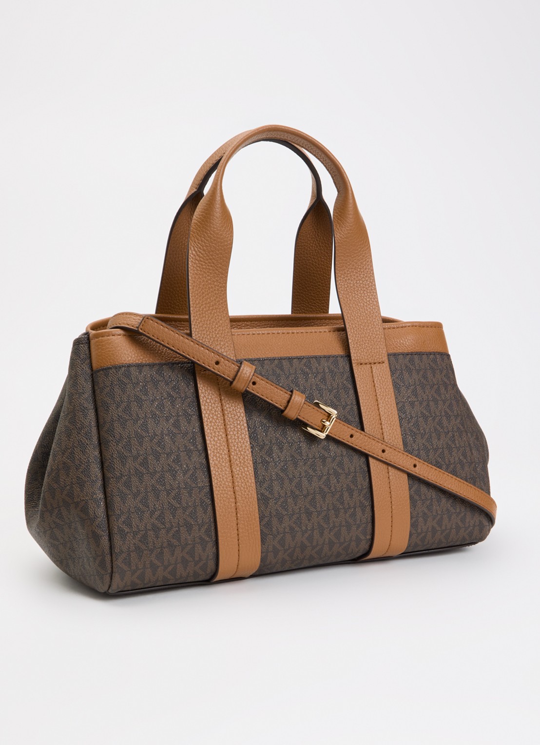 Michael Kors Romee handtas met logoprint en afneembare schouderriem - achterkant bruin