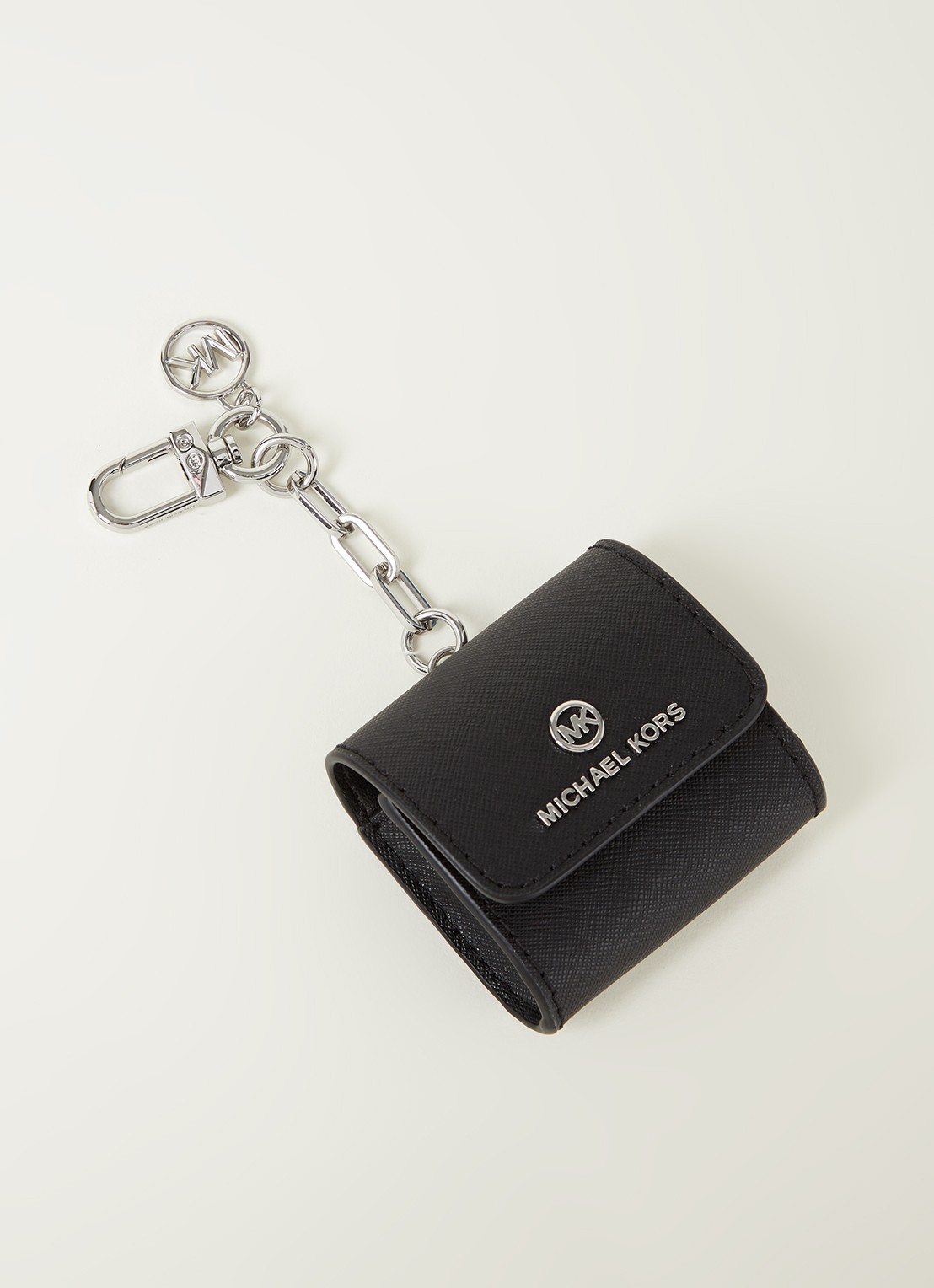Michael Kors Saffiano Airpods Case met logo - voorkant zwart