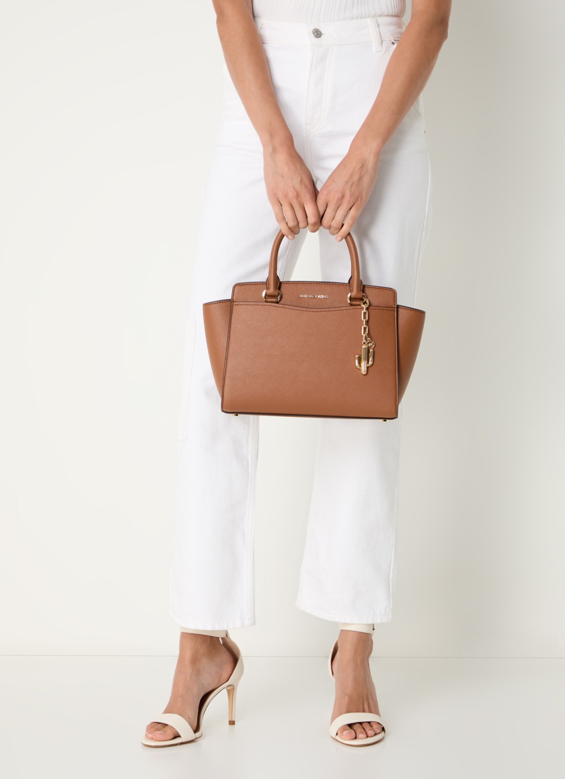 Michael Kors Selma M handtas met afneembare schouderriem - voorkant 3 bruin