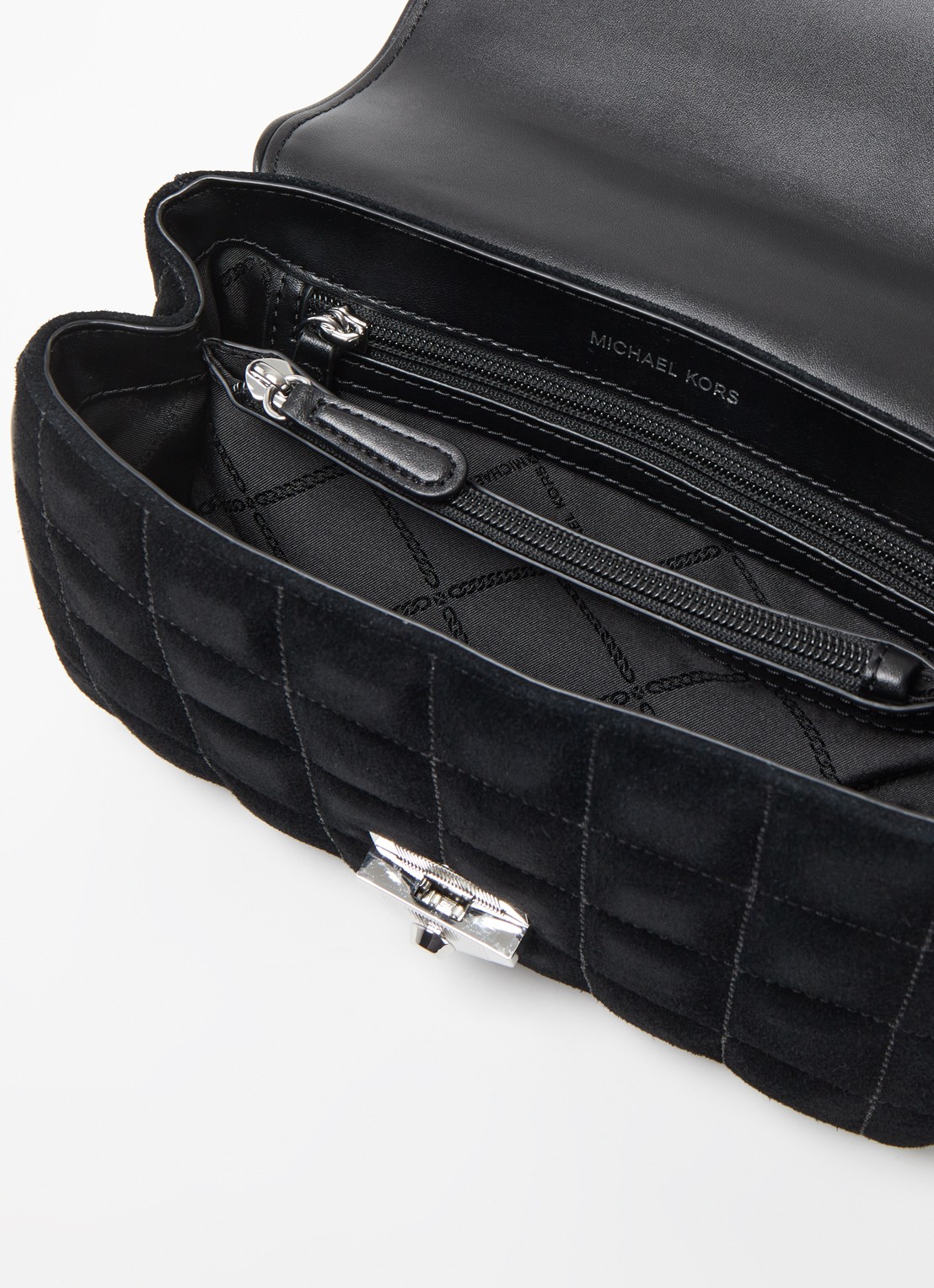 Michael Kors SoHo Large schoudertas met leren details - detail zwart