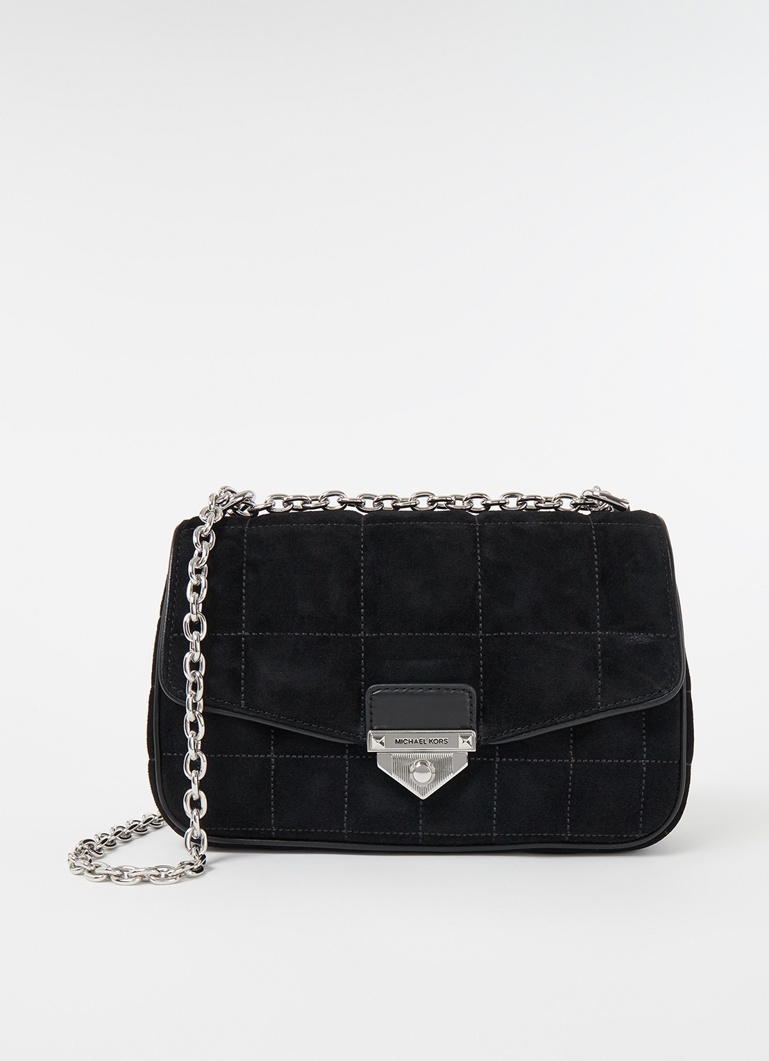Michael Kors SoHo Large schoudertas met leren details - voorkant 3 zwart
