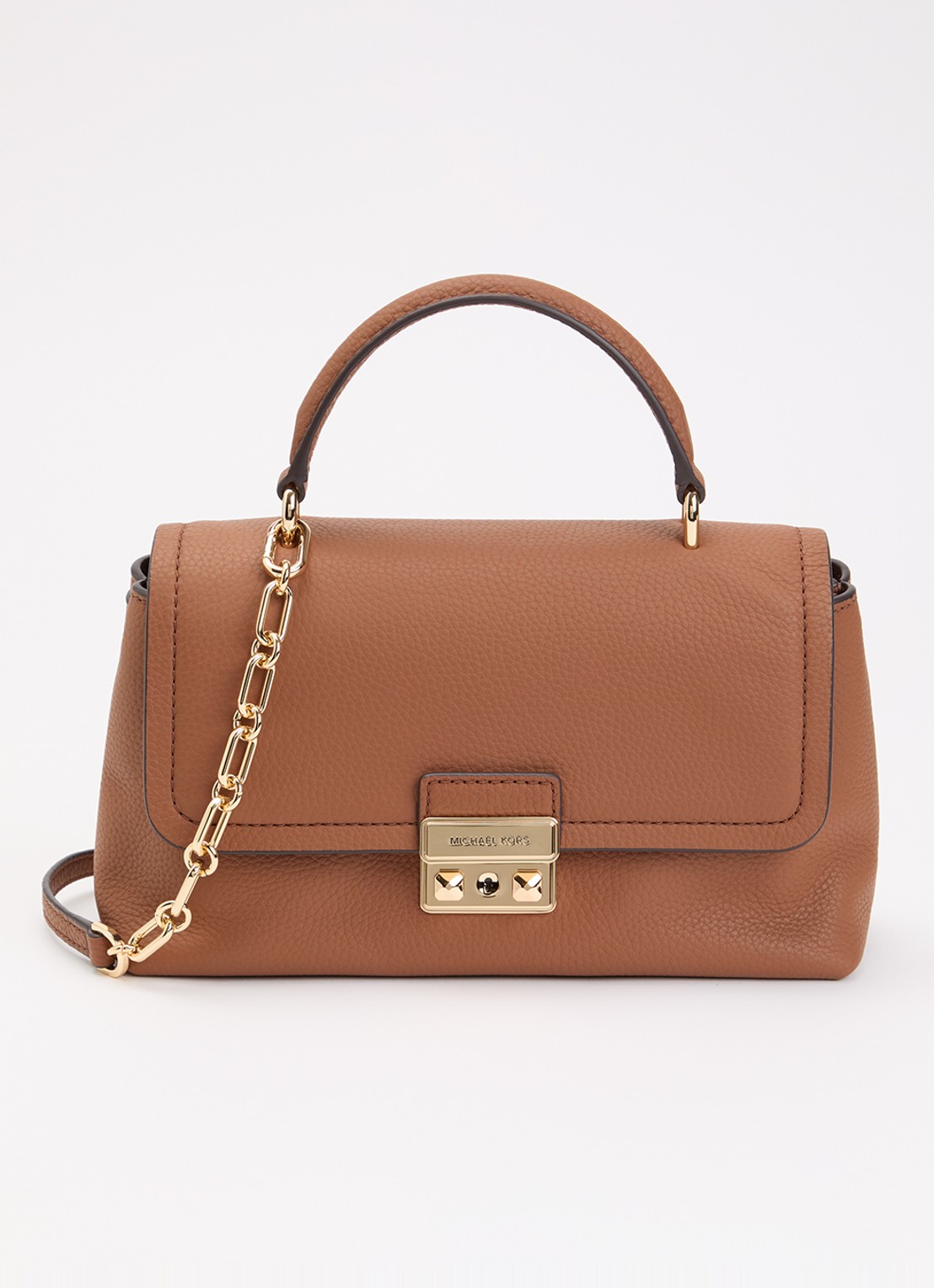 Michael Kors Tribeca handtas van leer met afneembare schouderriem - voorkant 5 camel
