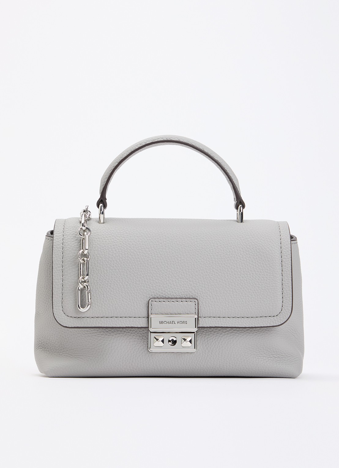 Michael Kors Tribeca schoudertas van leer met afneembare schouderriem  - voorkant grijs