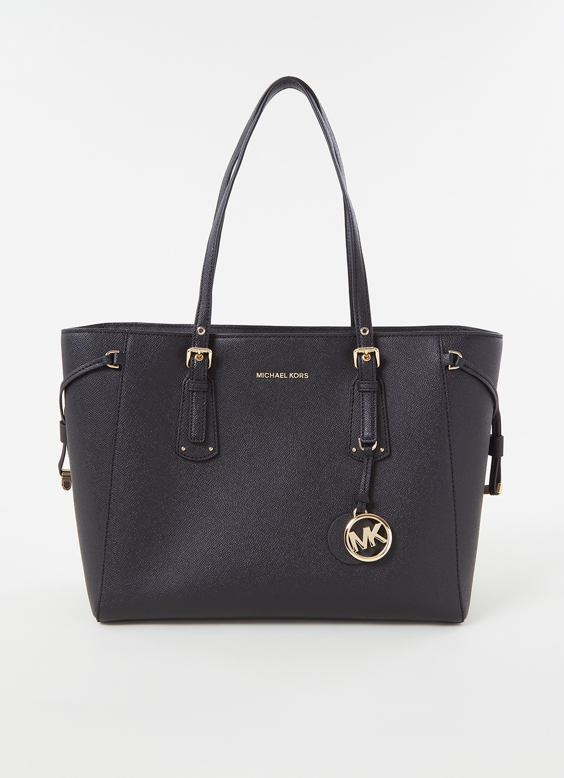 Michael Kors Voyager Medium schoudertas met logo - voorkant 4 diepzwart