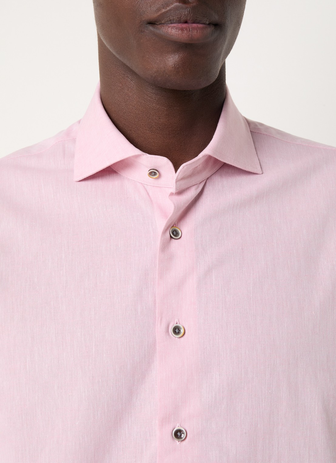 Michaelis Regular fit overhemd in linnenblend met gemêleerd dessin  - detail 4 roze
