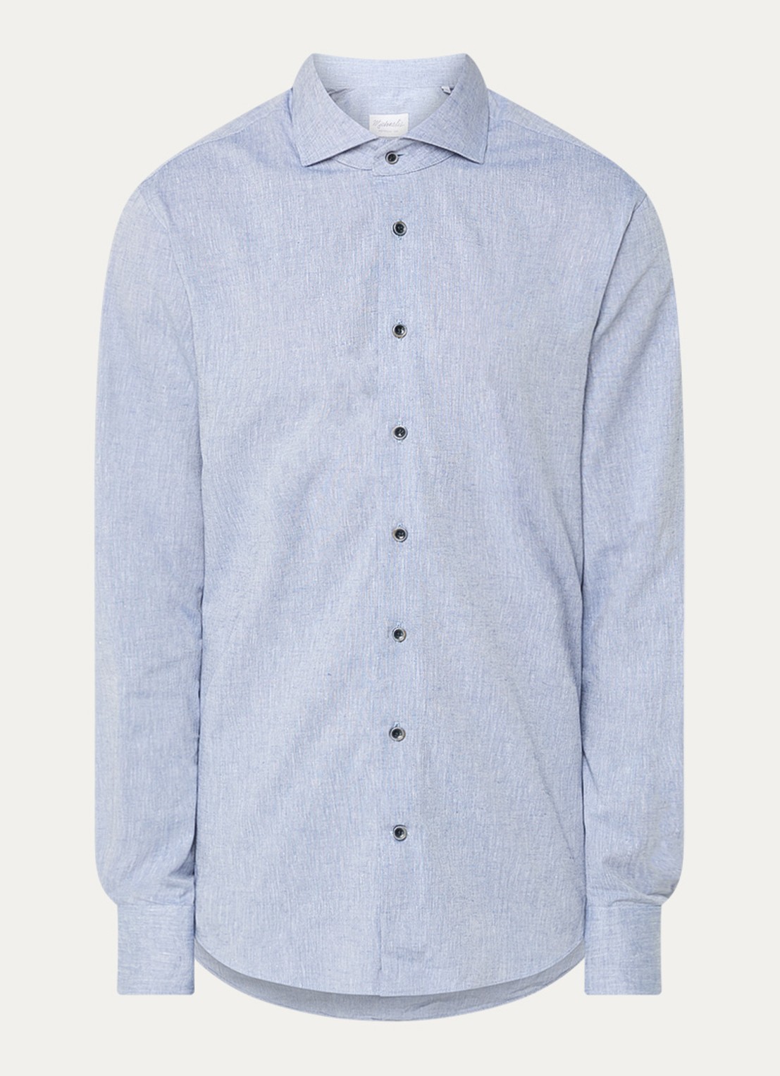Michaelis Regular fit overhemd in linnenblend met gemêleerd dessin  - voorkant 2 lichtblauw