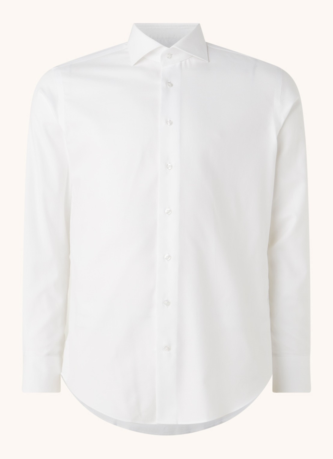 Michaelis Slim fit strijkvrij overhemd met cut away kraag - detail wit