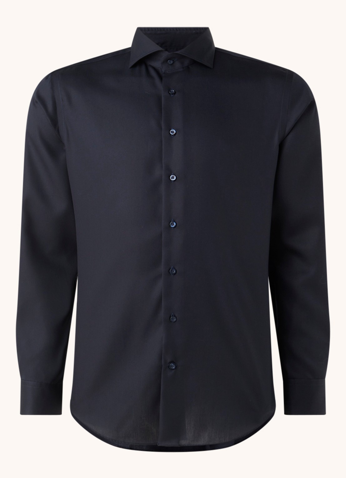 Michaelis Slim fit strijkvrij overhemd met cut away kraag - detail 2 donkerblauw