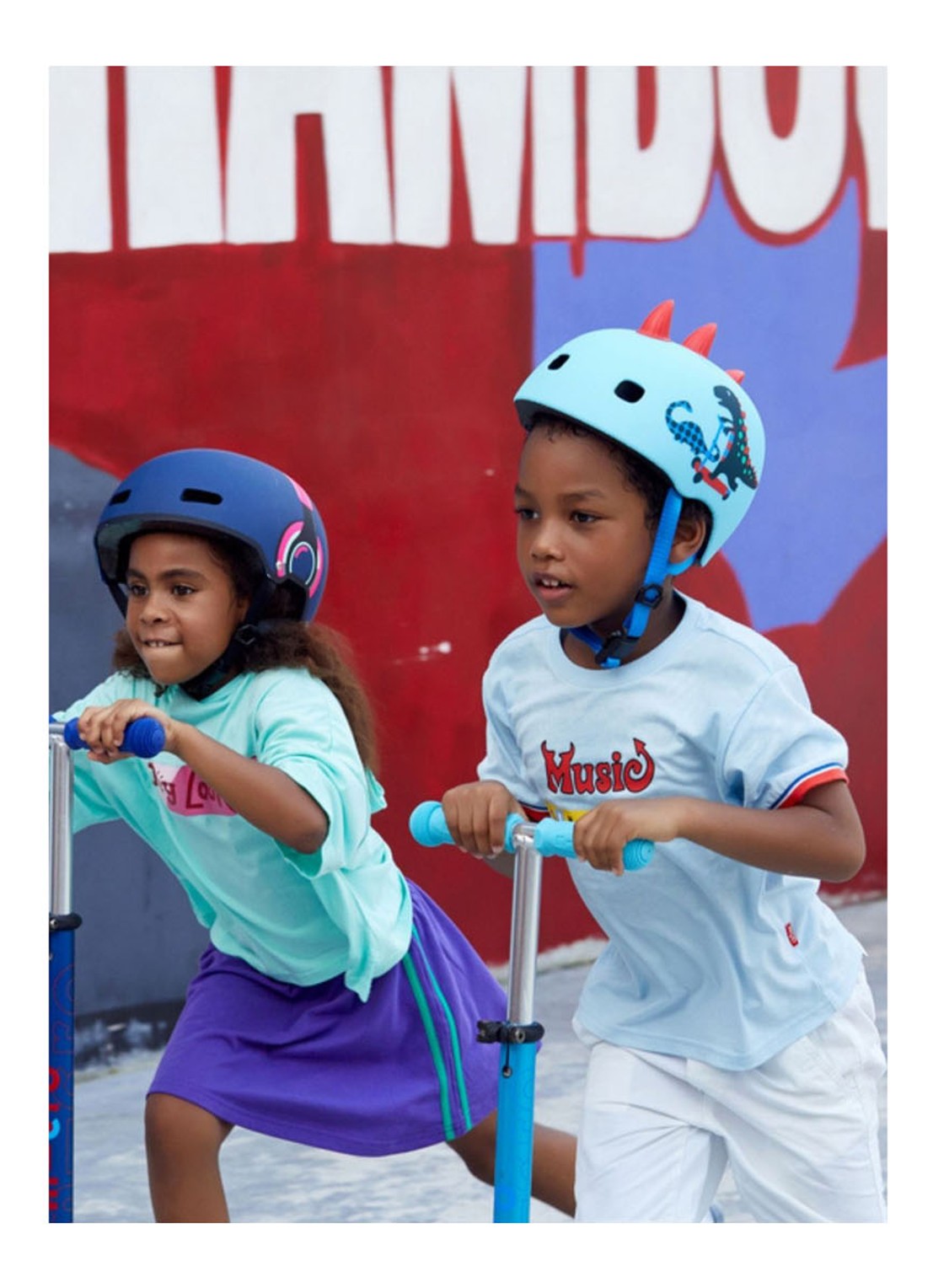 Micro Step Dino kinderhelm M - voorkant 6 blauw