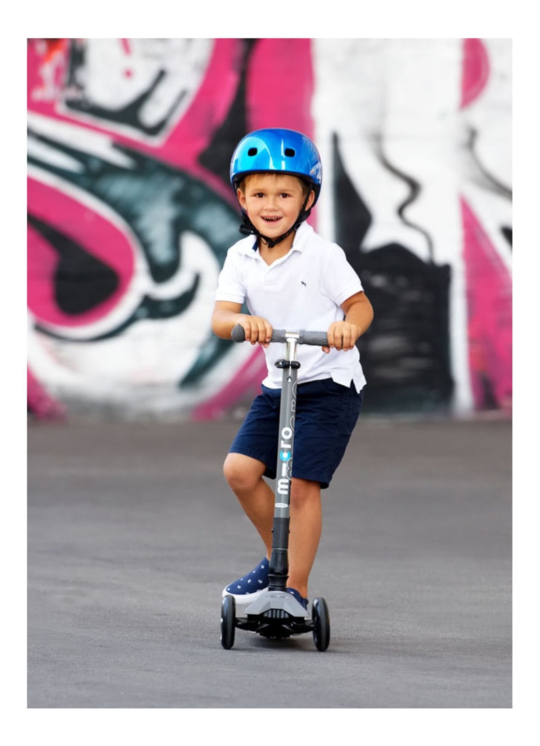 Micro Step Kinderhelm M - voorkant 5 blauw