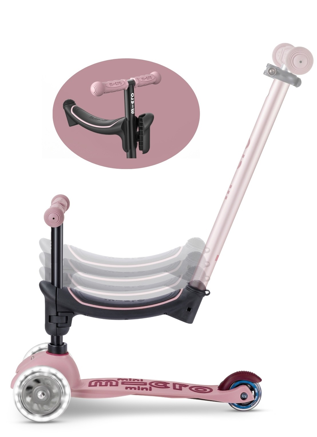 Micro Step Micro Mini2grow Deluxe 2.0 met duwstang - detail 2 donkerblauw