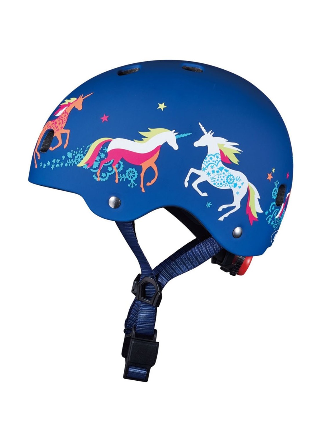 Micro Step Unicorn kinderhelm XS - achterkant donkerblauw
