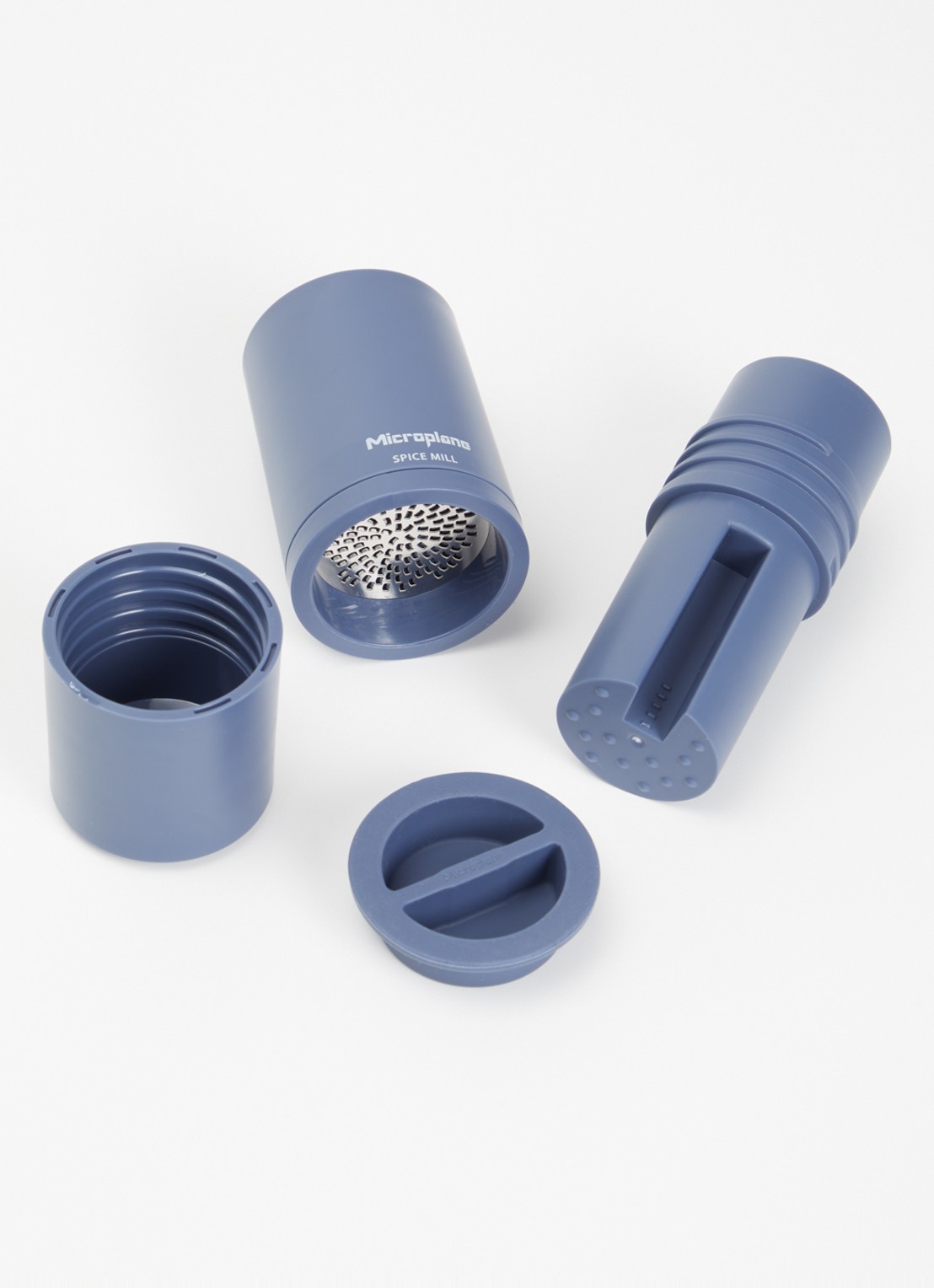 Microplane Spice Mill kruidenmolen 11,5 cm - voorkant 2 donkerblauw