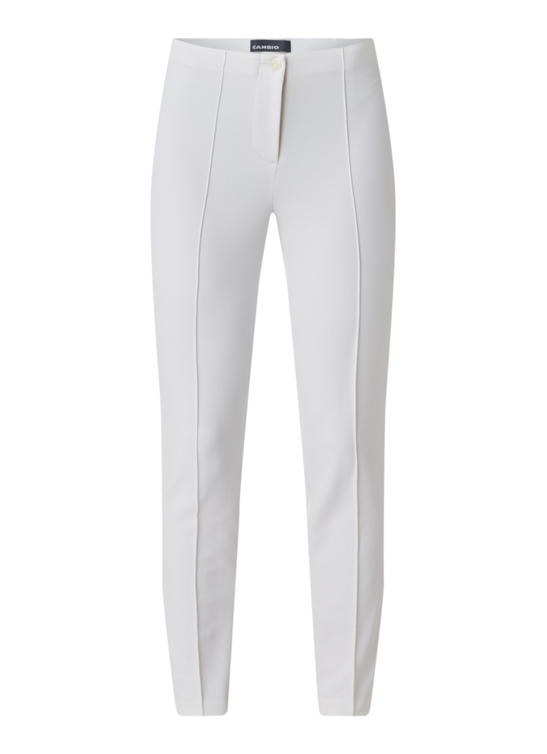 Mid waist slim fit pantalon met siernaad - voorkant 3 wit