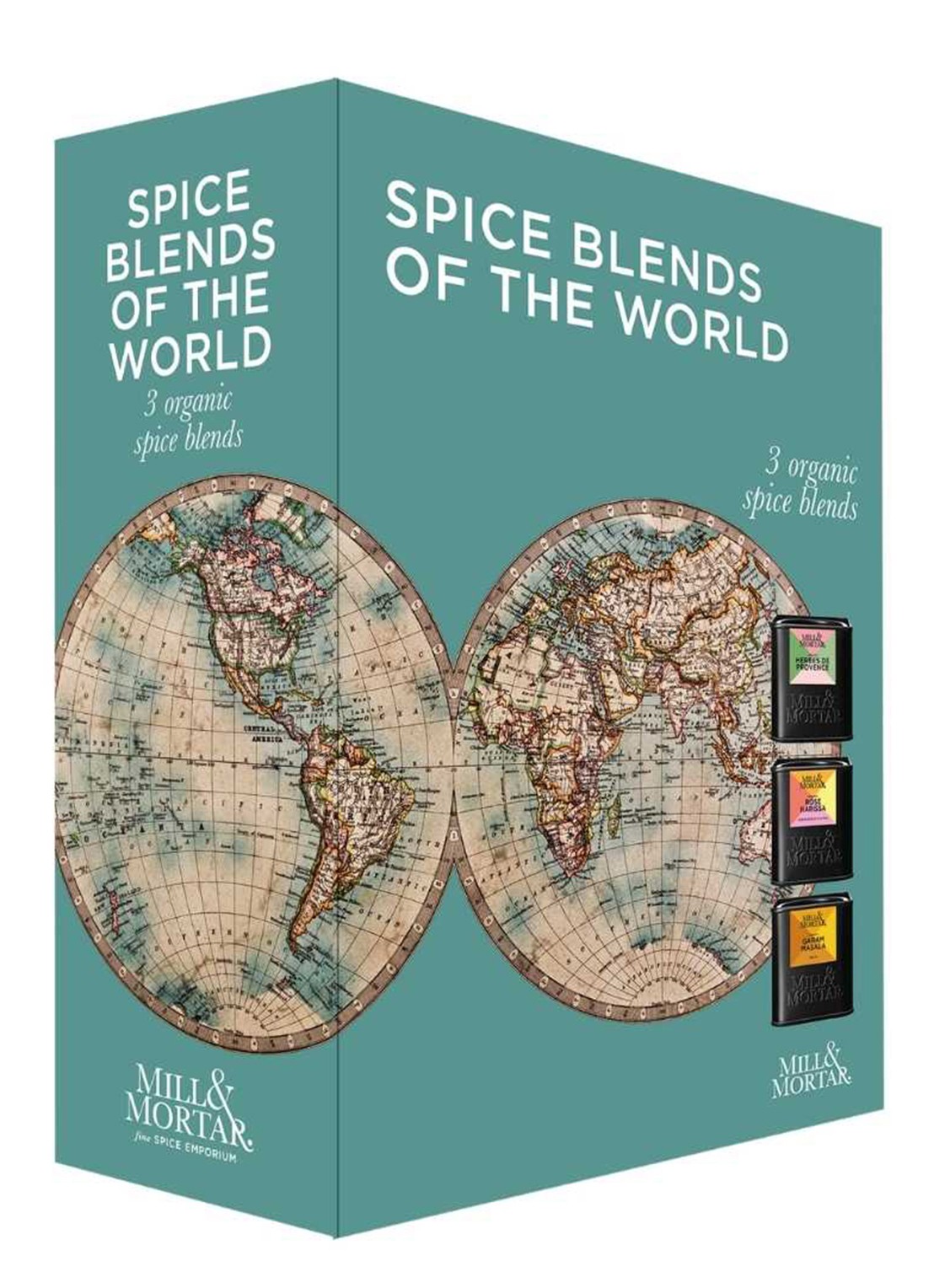 Mill & Mortar Spice Blends of the World kruidenmix in geschenkverpakking 125 gram  - voorkant 2 zeegroen