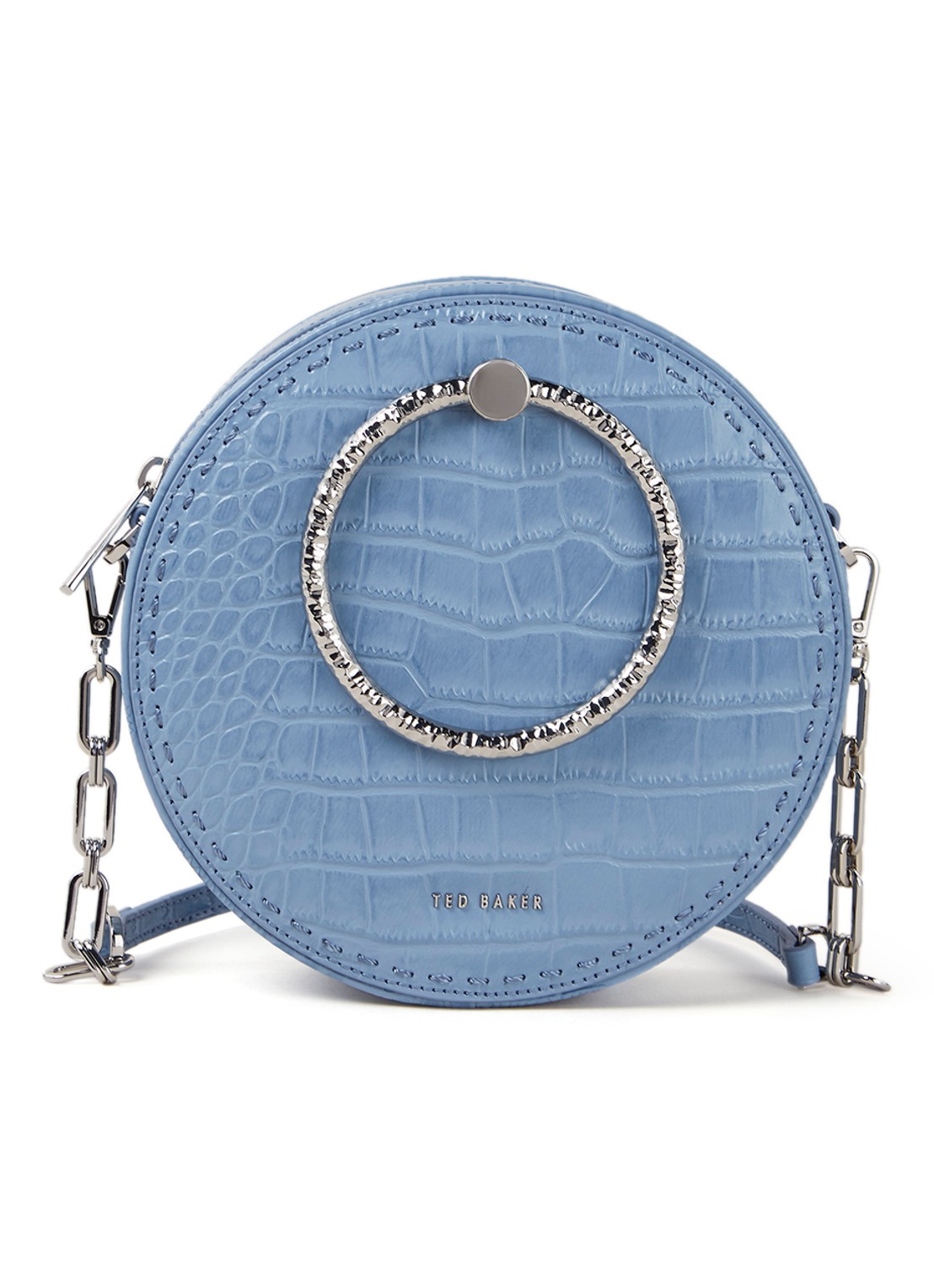 Millah crossbodytas van leer met crocostructuur - voorkant 4 blauw