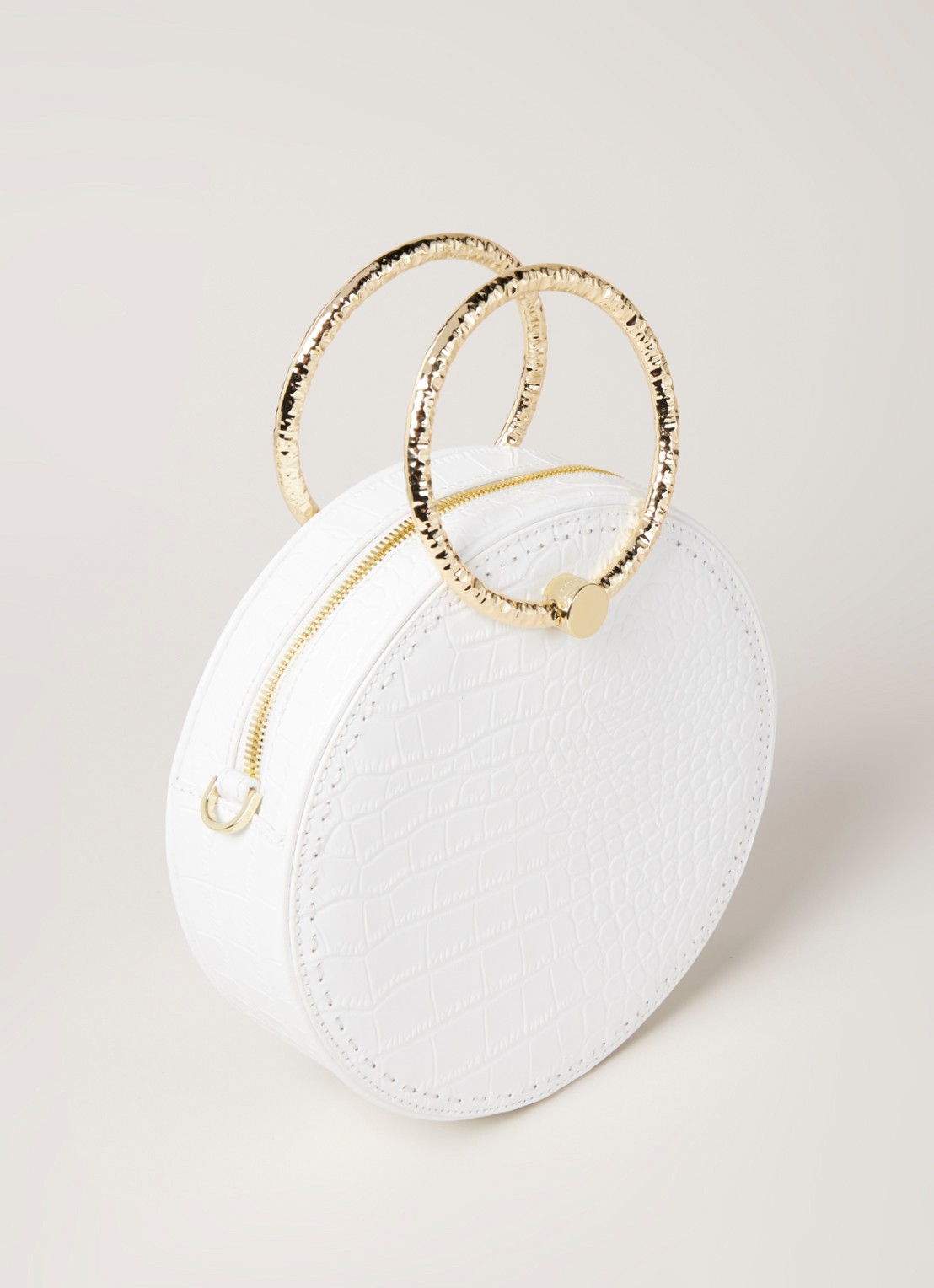 Millah crossbodytas van leer met crocostructuur - detail 3 ivoor