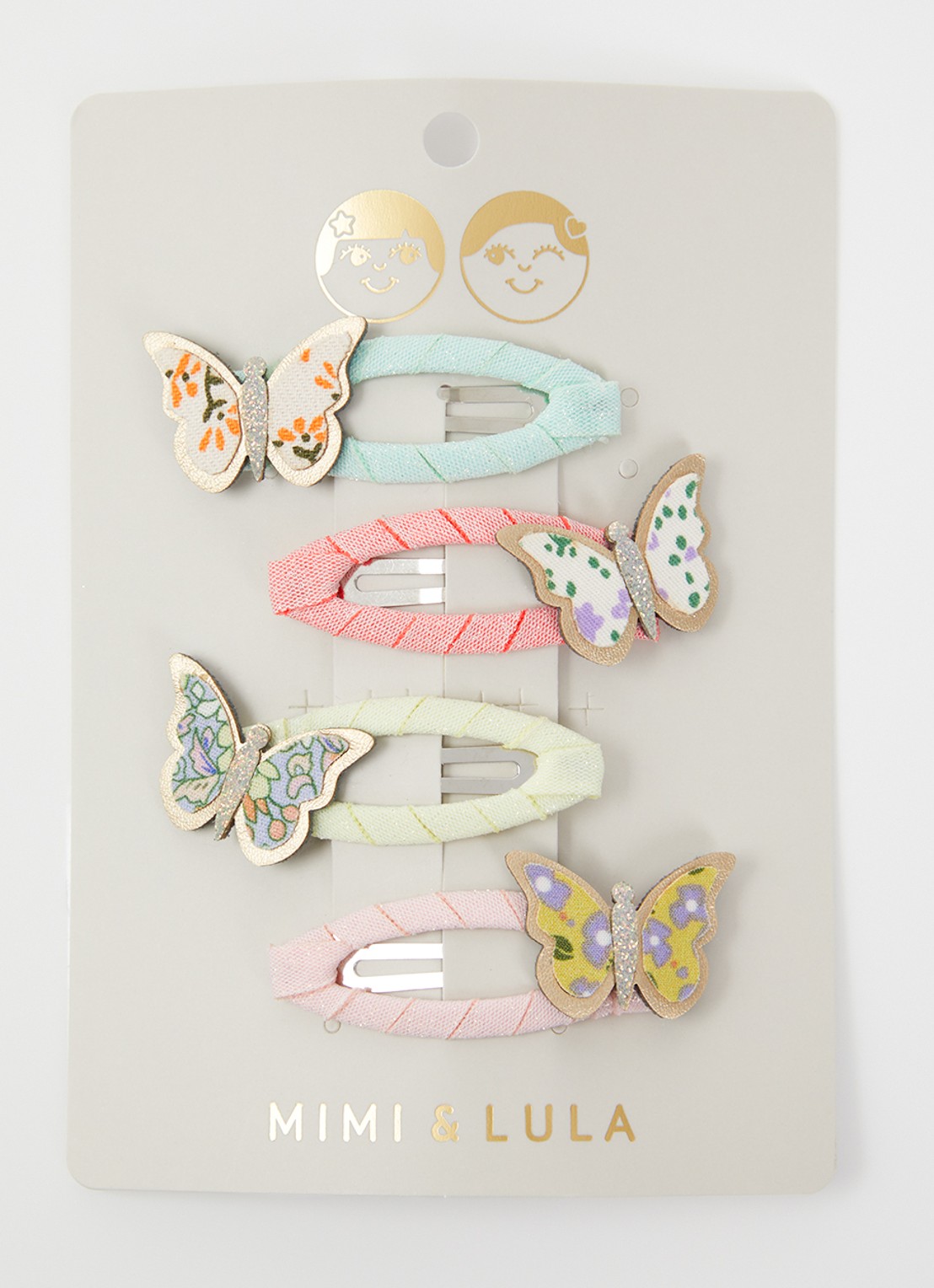 Mimi & Lula Butterfly haarclip set van 4 - voorkant multicolor