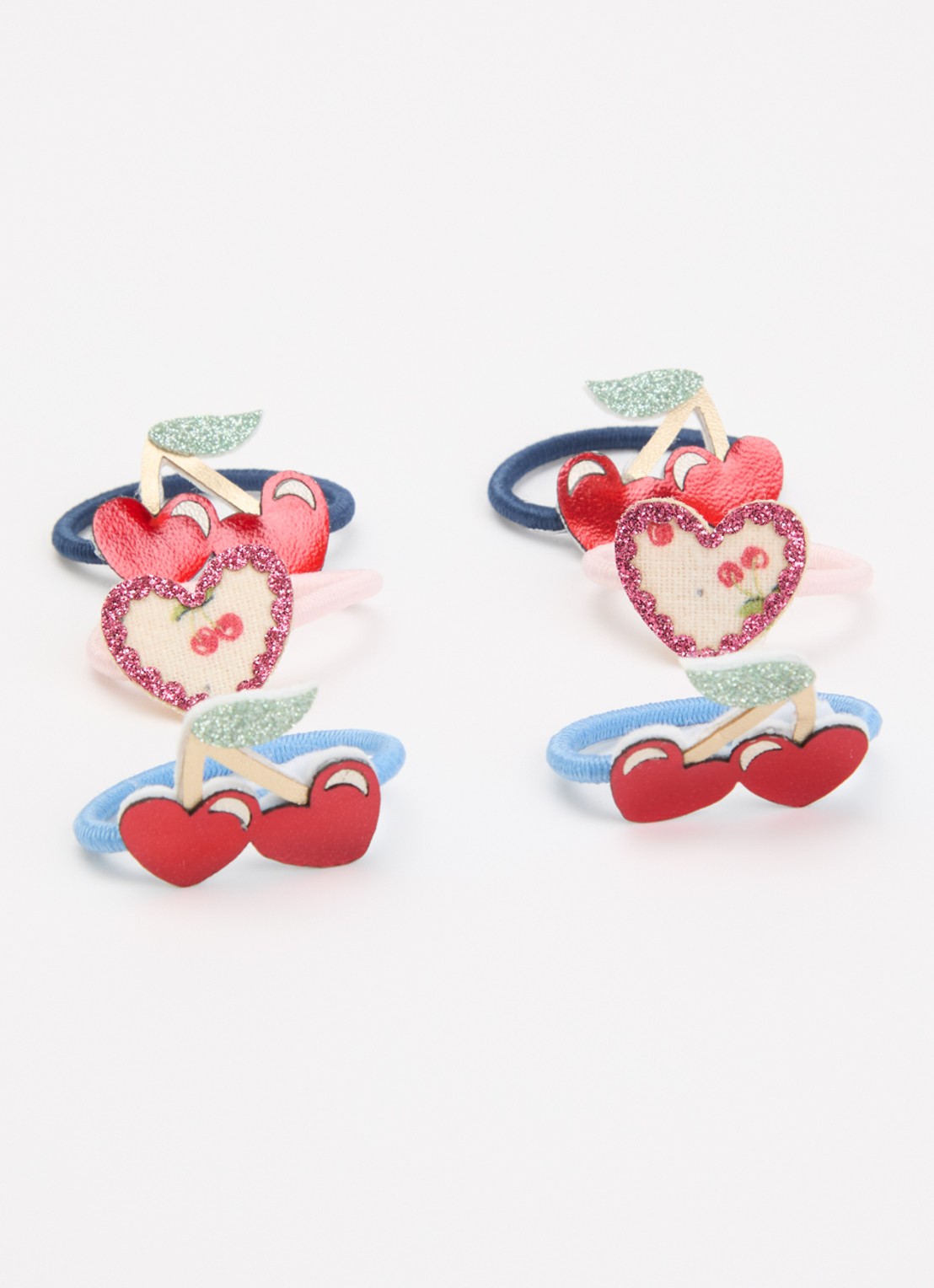 Mimi & Lula Cherries haarelastiekjes in 6-pack - voorkant 2 rood