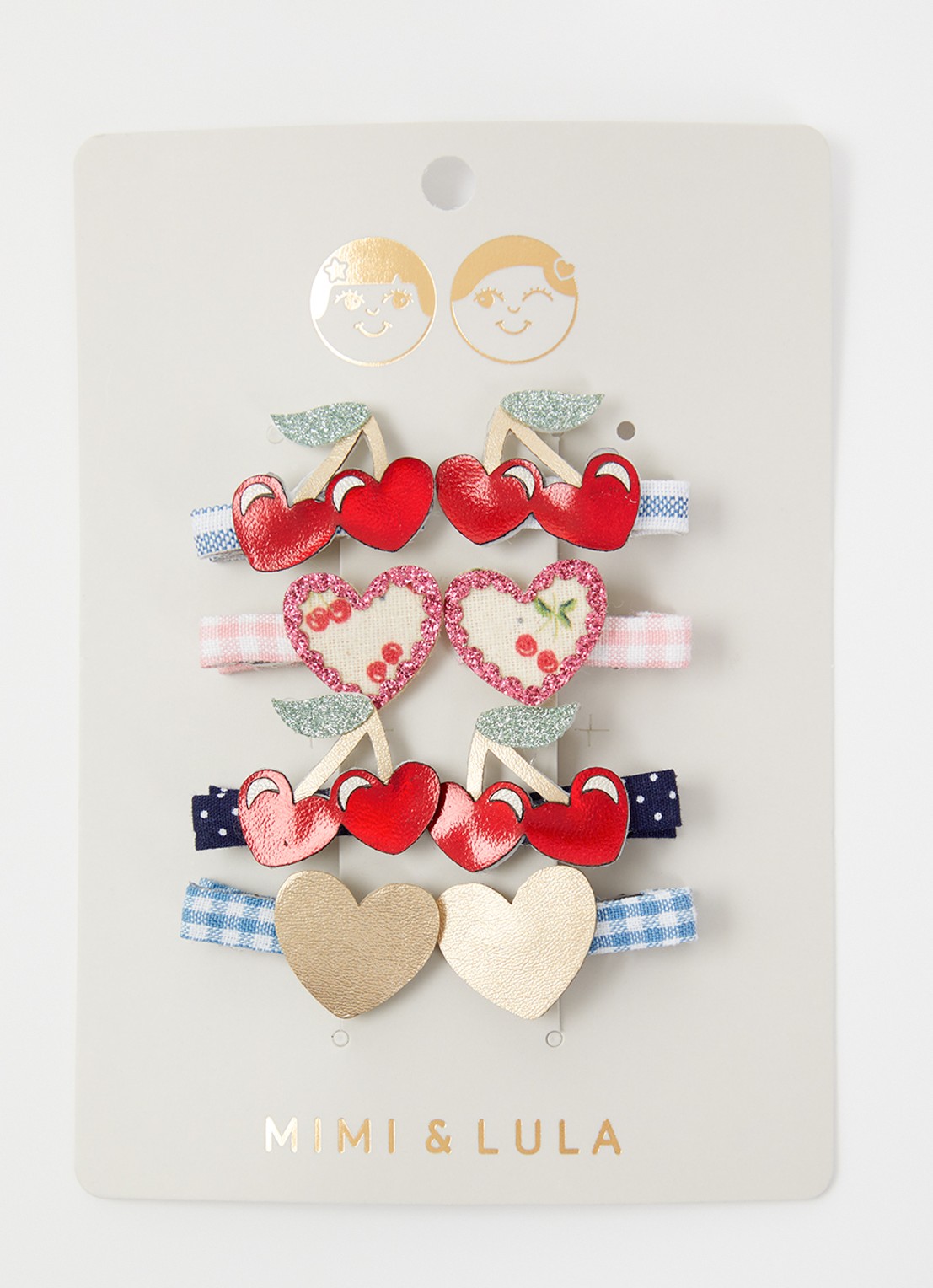Mimi & Lula Cherries haarelastiekjes in 8-pack - voorkant rood