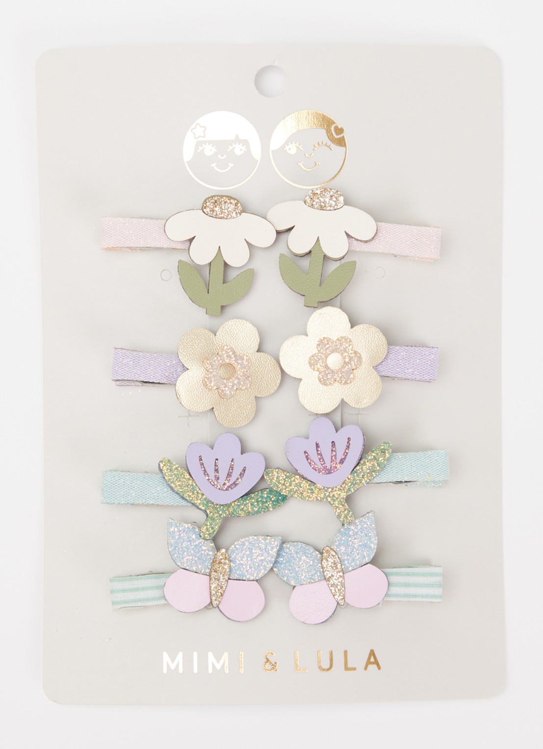Mimi & Lula Flower Garden haarclip in set van 8 - voorkant multicolor