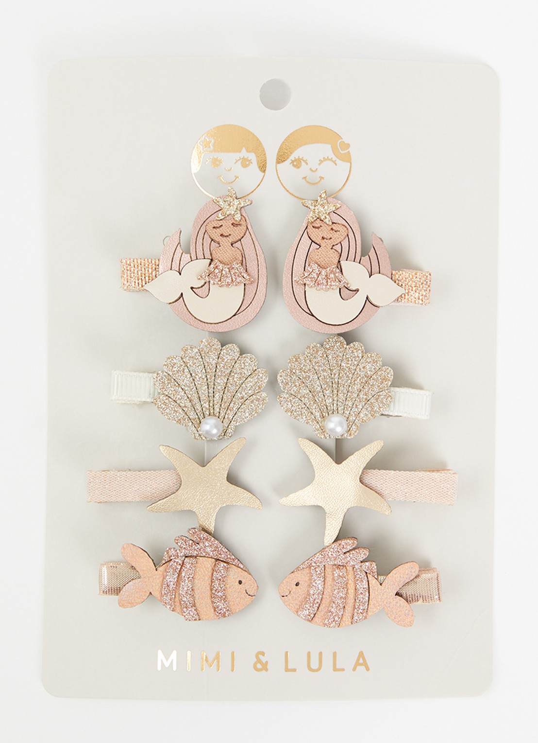 Mimi & Lula Mermaid haarclip in set van 8 - voorkant metallic