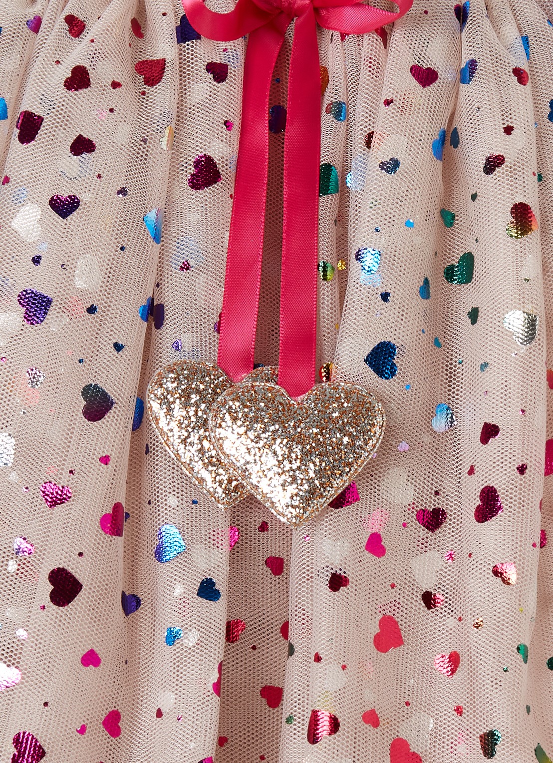 Mimi & Lula Rainbow Hearts rok van tule - detail beige