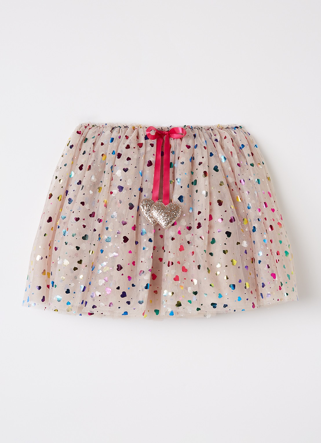 Mimi & Lula Rainbow Hearts rok van tule - voorkant 2 beige