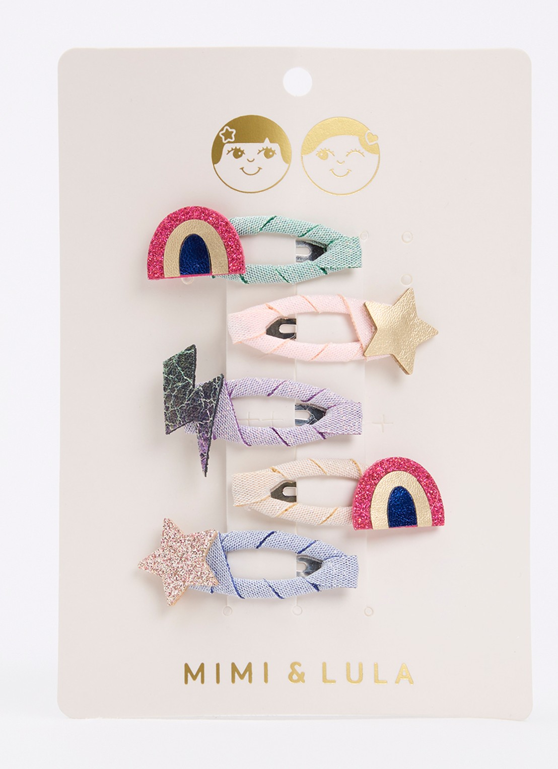 Mimi & Lula Rainbow Mini haarclip in set van 5 - voorkant donkerblauw