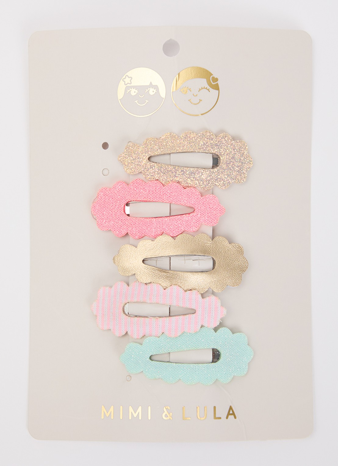 Mimi & Lula Scalloped haarclip in set van 5 - voorkant multicolor