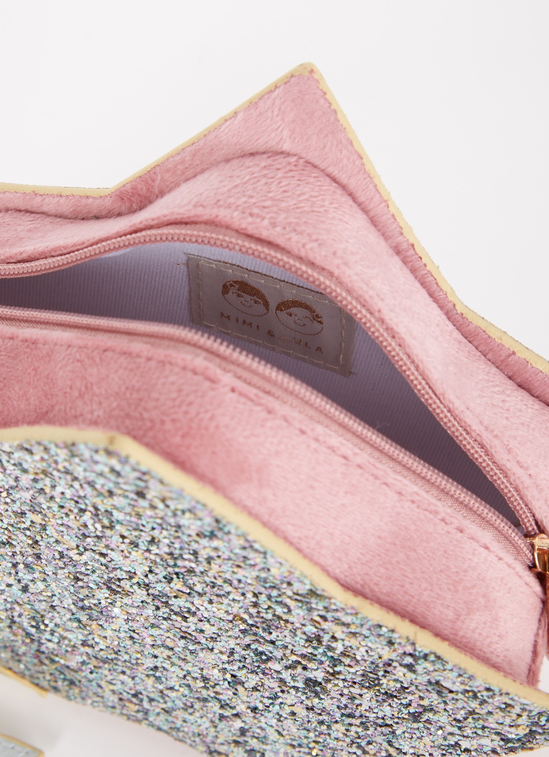 Mimi & Lula Sparkly Glitter Star crossbodytas van fluweel met glitter - detail 3 roze