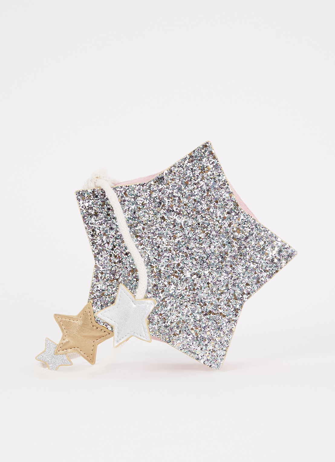 Mimi & Lula Sparkly Glitter Star crossbodytas van fluweel met glitter - voorkant 2 roze