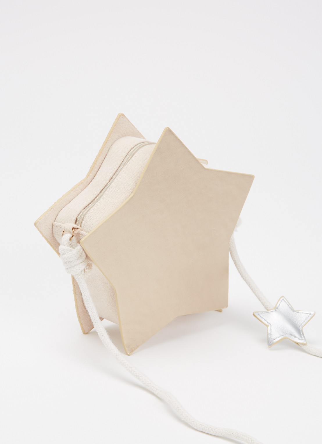 Mimi & Lula Sparkly Glitter Star crossbodytas van fluweel met glitter - achterkant beige
